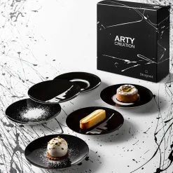ARTY CREATION NOIR Coffret 6 assiettes à dessert 20 cm
