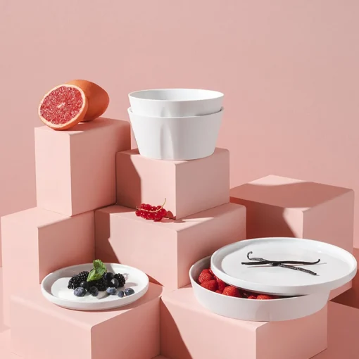 LA VAISSELLE DE L'ECONOME BLANCHE Coffret bol droit et assiette 14 cm