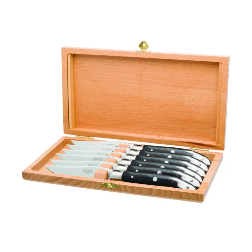 LAGUIOLE TABLE Coffret 6 couteaux à steak corne noire
