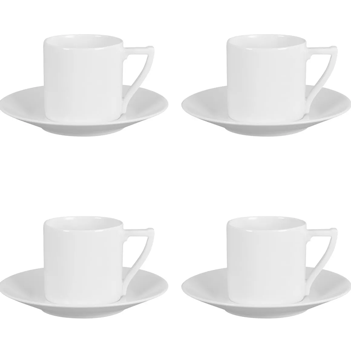 NEWPORT BLANC Coffret 4 tasses avec soucoupes à café/expresso