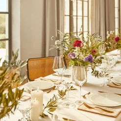 NUANCES COTON & LIN BLANC Nappe carrée 180 x 180 cm