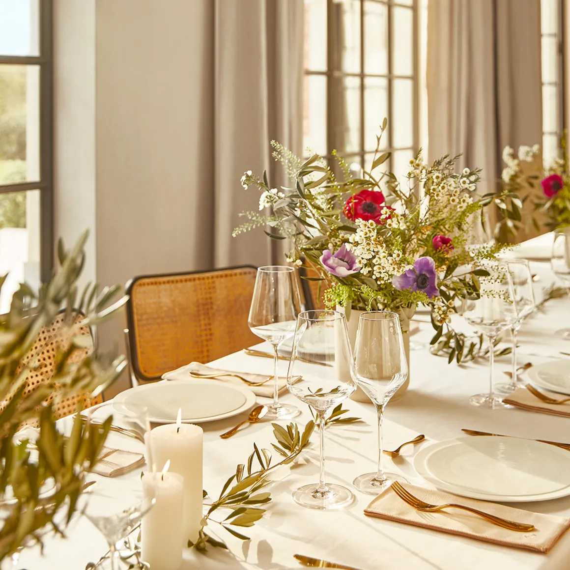 NUANCES COTON & LIN BLANC Nappe rectangulaire 180 x 250 cm