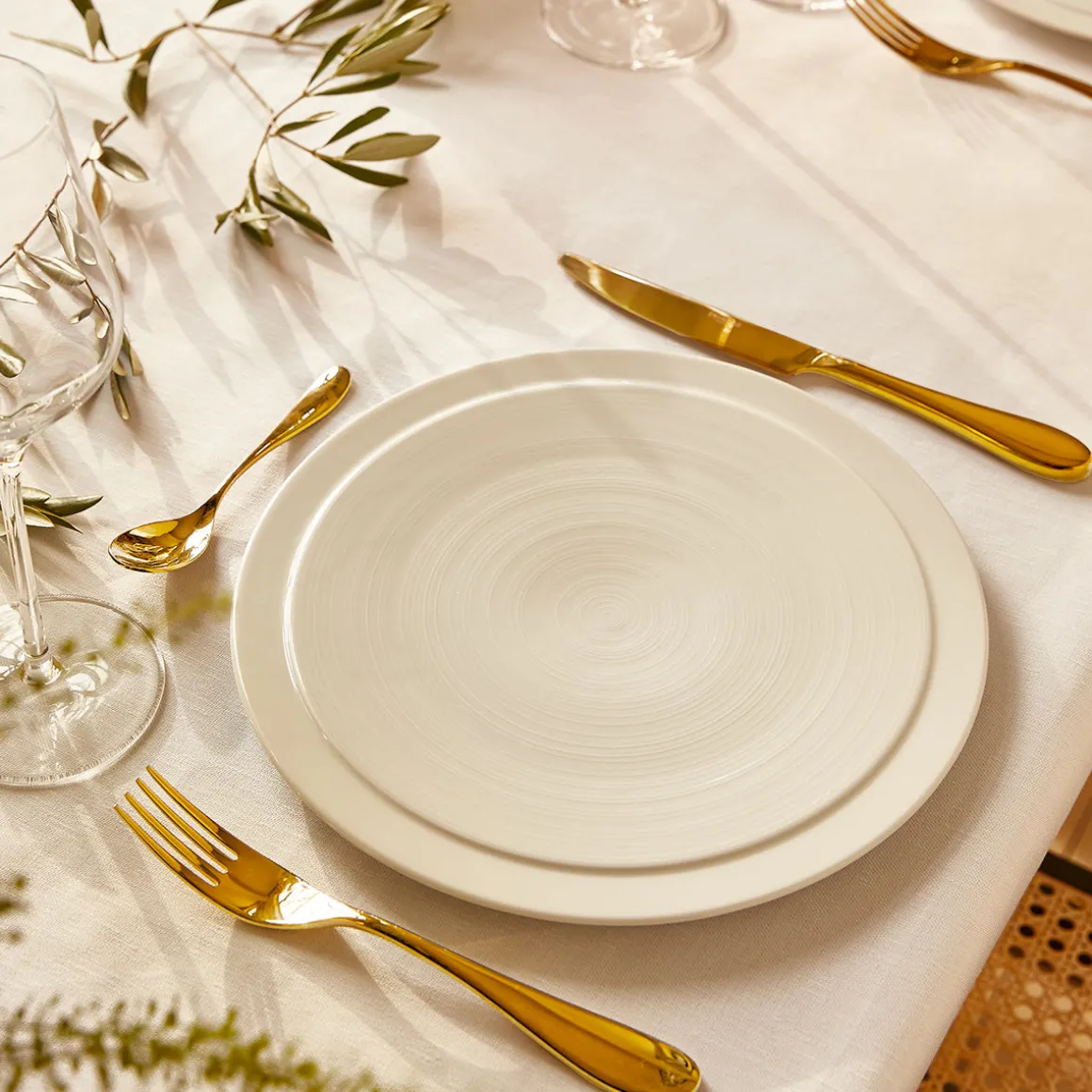 NUANCES COTON & LIN BLANC Nappe rectangulaire 180 x 250 cm