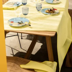 NUANCES COTON & LIN JAUNE PALE Nappe carrée 180 x 180 cm