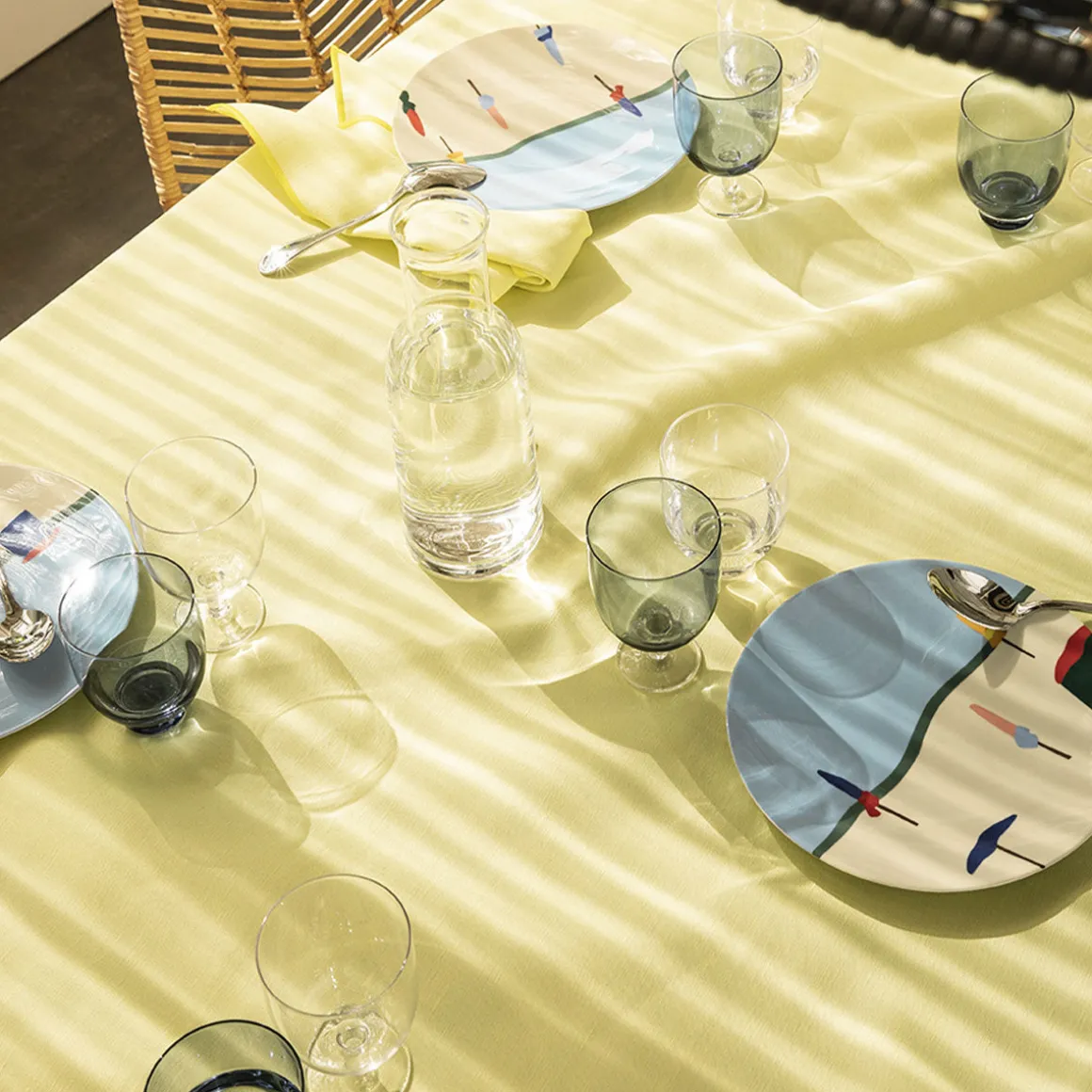 NUANCES COTON & LIN JAUNE PALE Nappe rectangulaire 180 x 250 cm