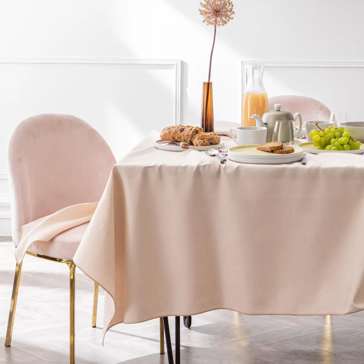 NUANCES COTON & LIN NUDE Nappe carrée 180 x 180 cm