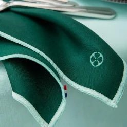 NUANCES COTON & LIN VERT EMERAUDE Lot de 4 serviettes 50 x 40 cm