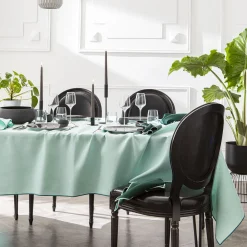 NUANCES COTON & LIN VERT MENTHE Nappe rectangulaire 180 x 250 cm